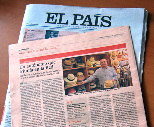 Sombrereria Albiñana en El Pais Sombrerería Albiñana en el diario El País